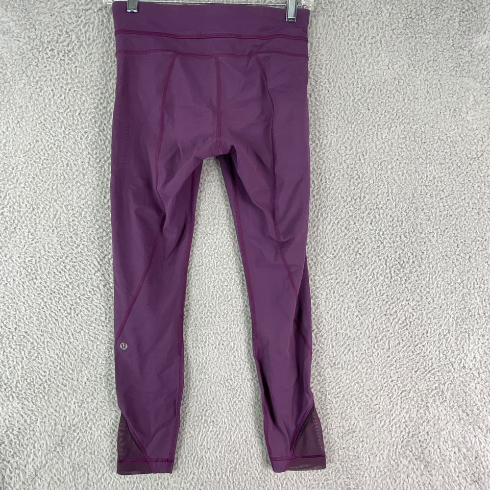 Lululemon Leggings Women 4 Purple Mesh Zipper Pocket Activewear Yoga Running